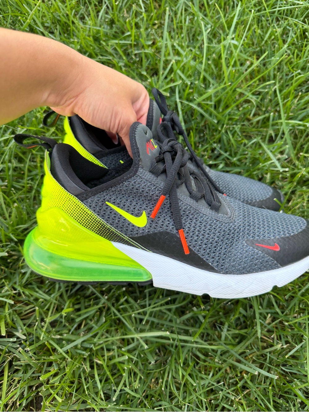 Nike Sneakers Gray with Neon Yellow and Red Accents men sz 7/women’s sz 8.5